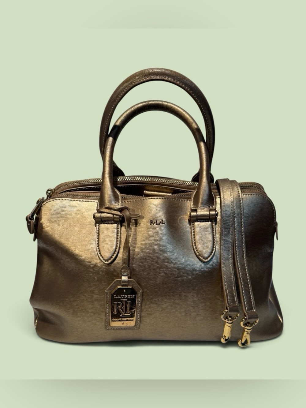 Ralph Lauren Metallic Bronze Leather Satchel